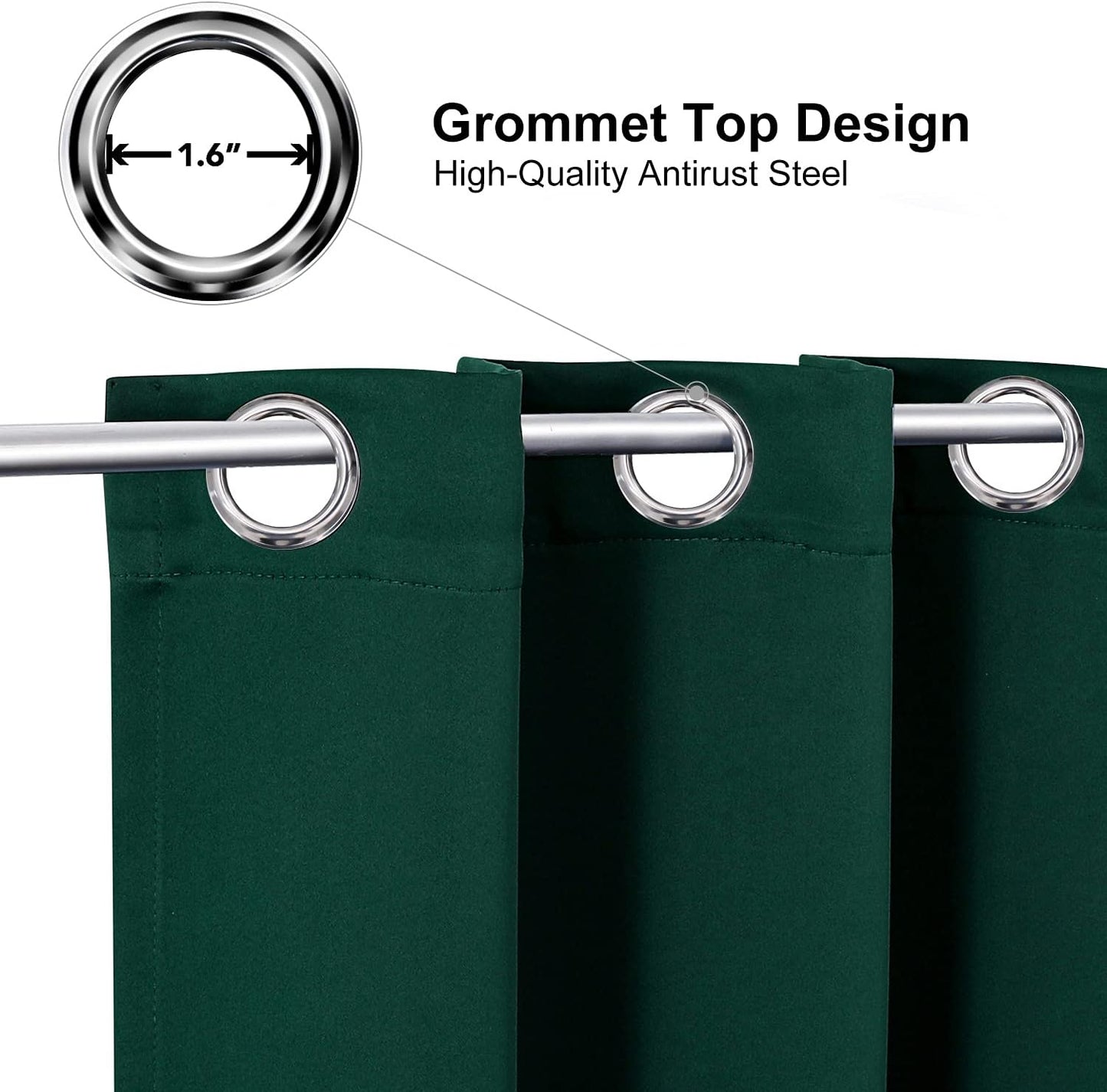 ChrisDowa Blackout Curtains 78 inches Long for Bedroom - 2 Panels Set Grommet Thermal Insulated Room Darkening Curtains for Living Room (Forest Green, 42 x 78 Inch)