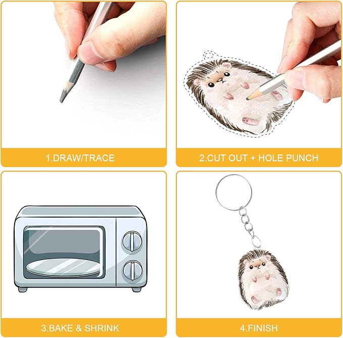 24 PCS Shrink Plastic Sheets, Shrinky Art Paper Shrink Film Sheets for Kids Creative Craft, Create Your Own Earrings, Necklace, Keychains(A5 Size)