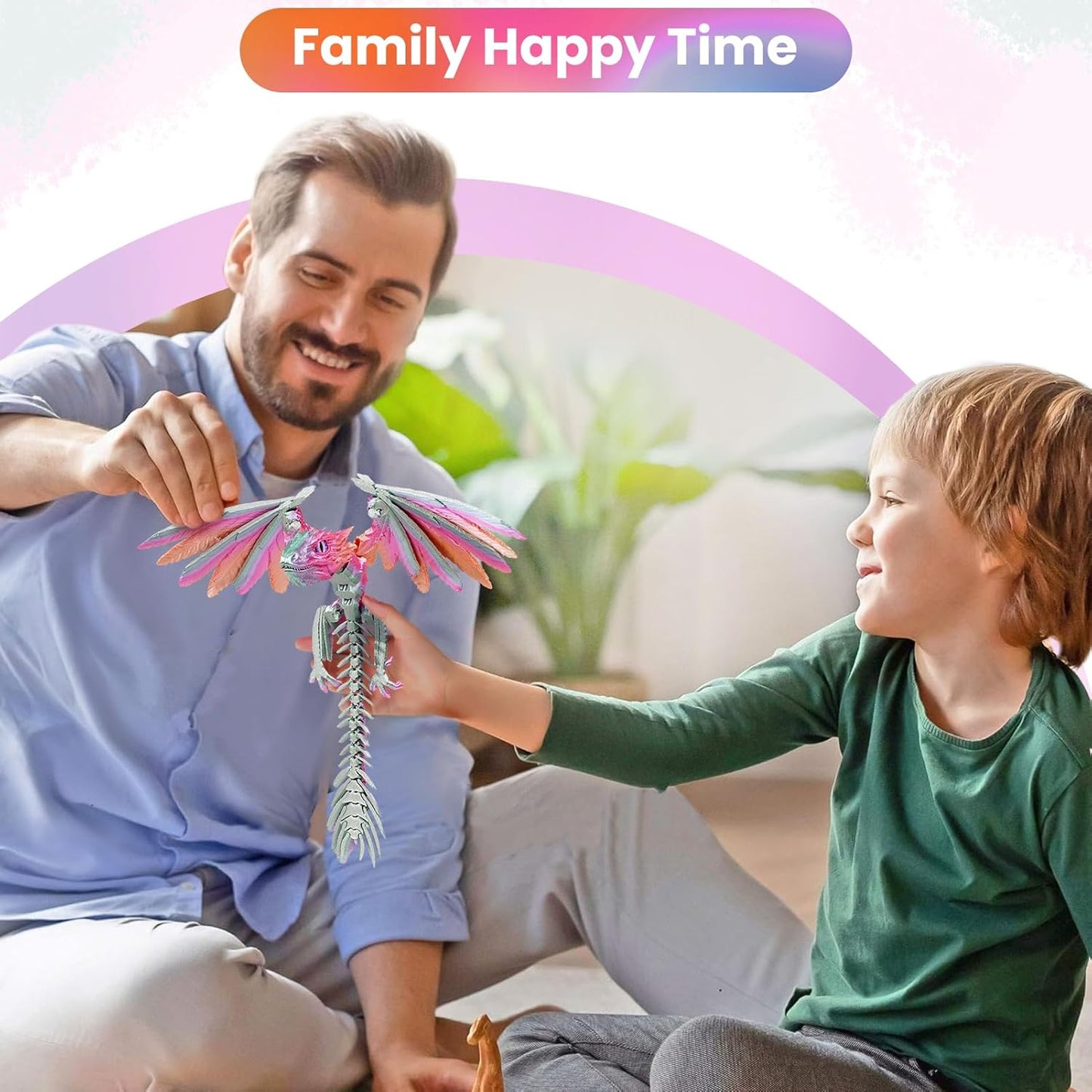 3D Printed Dragon with Wings, Feathered Wyvern Dragon,Full Articulated Crystal Dragon Fidget,Realistic Large Pet Dragon, Flexible Shoulder Dragon Stuff, 3D Printed Animals Toy.