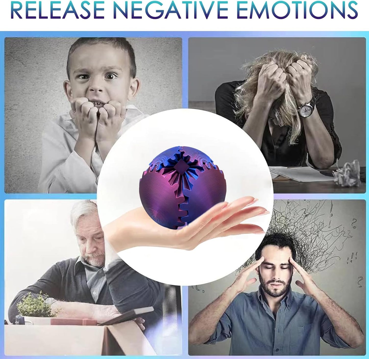 Gear Ball - GearSphere Desk Toy, 3D Printed Gear Ball Spin Ball or Cube Fidget Toy, Gear Sphere, Gear Ball Fidget Toy, Stress Ball, Fidget Ball, Gear Toy for Stress and Anxiety Relaxing (D1)