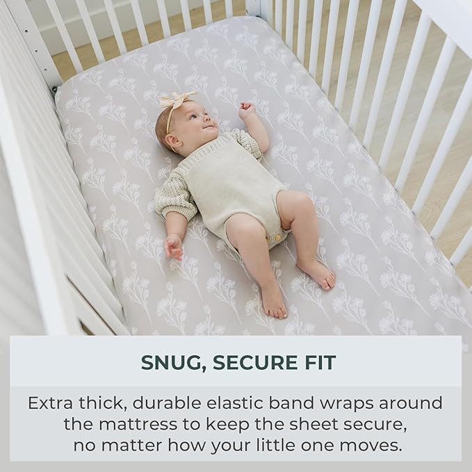 Pobibaby - 2 Pack PremiAum Fitted Baby Girl Crib Sheets for Standard Mattress - Ultra-Soft Jersey Knit, Safe and Snug, and Stylish Floral Crib Sheet (Wildflower)