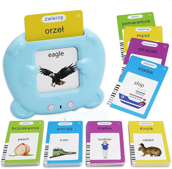 MAYAPHILOS 224 Sight Words Polish and English Talking Flash Cards Fun Polish Language Learning Toys for Kids, Learn Polish for Toddlers Sensory Preschool Educational Birthday Gifts