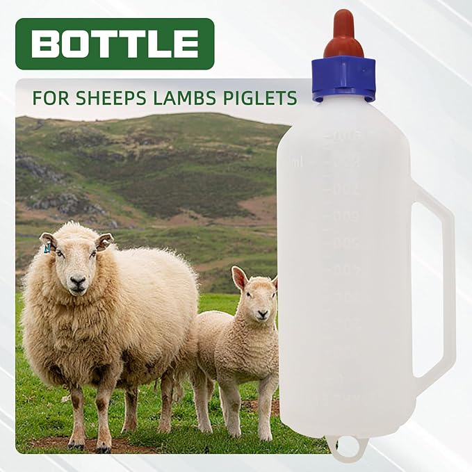 1000ML Baby Lamb Milk Feeder Bottle with Handle and Detachable Nipple,Calf Sheep Lamb Bottles for Baby Lambs Feeding Nursing Bottle Cup with a Replacement Nipple (1000ml)