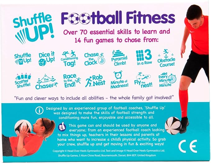 Shuffle Up Soccer Card Games - 70+ Fun & Active Skills Cards for Kids, Fitness Cards Develop Fundamentals, Stamina & Strength, Easy to Play for Kids | Multiple Skills Level Card Include 2 Dices