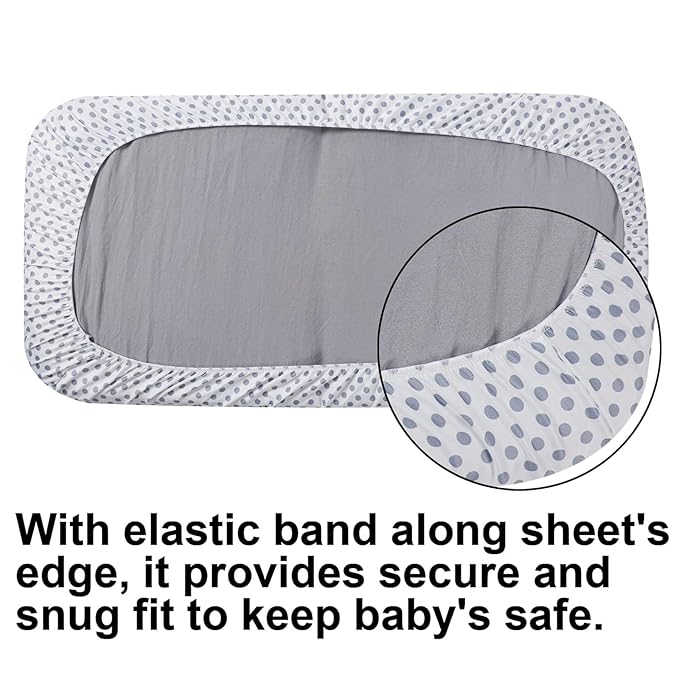 Onacosht Bassinet Sheets for Baby Boy and Girl, Stretchy Breathable Fitted Sheet Universal for Bassinet Cradle Hourglass Oval Rectangle Pad/Mattress, 4 Pack Stripes Dots Chevrons and Stars ﻿