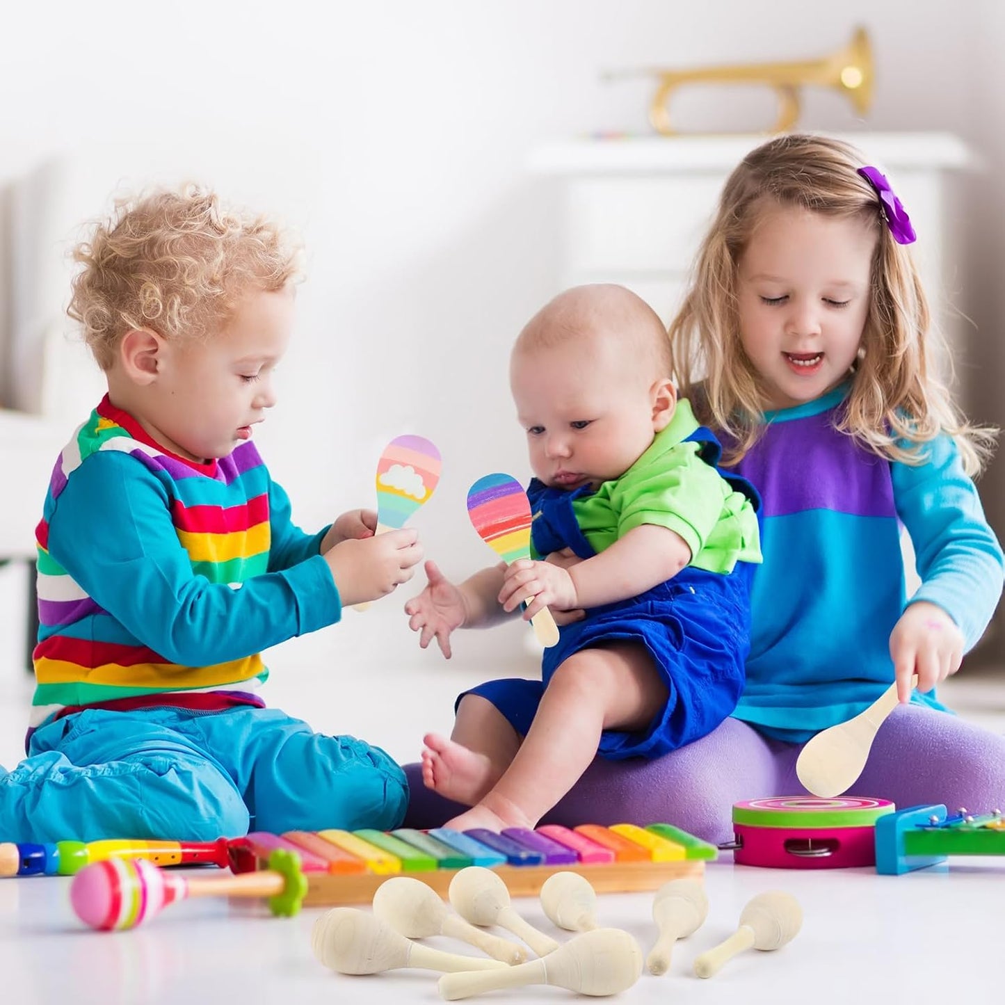 6 Pcs Mini Wooden Maracas Mexican Fiesta Party Favors, PLULON Unfinished Maracas Shakers Musical Fiesta Party Decorations Colorful Painting Tools Mexican Birthday Cinco De Mayo Party Supplies