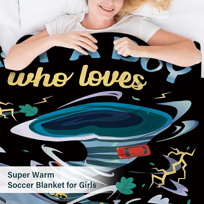 Tornado Blanket Gifts for Weather Enthusiasts, Just a Boy Who Loves Tornado Blanket 50" x 60", Meteorologist Gifts, Weather Related Gifts for Kids Birthday Christmas