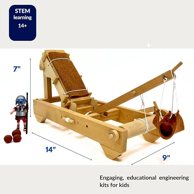 Pathfinders STEM Kit – Medieval Onager Catapult | Build Your Own Working Siege Engine | Wooden Model Kit for Kids Ages 8+ | Educational STEM Project for Home or Classroom
