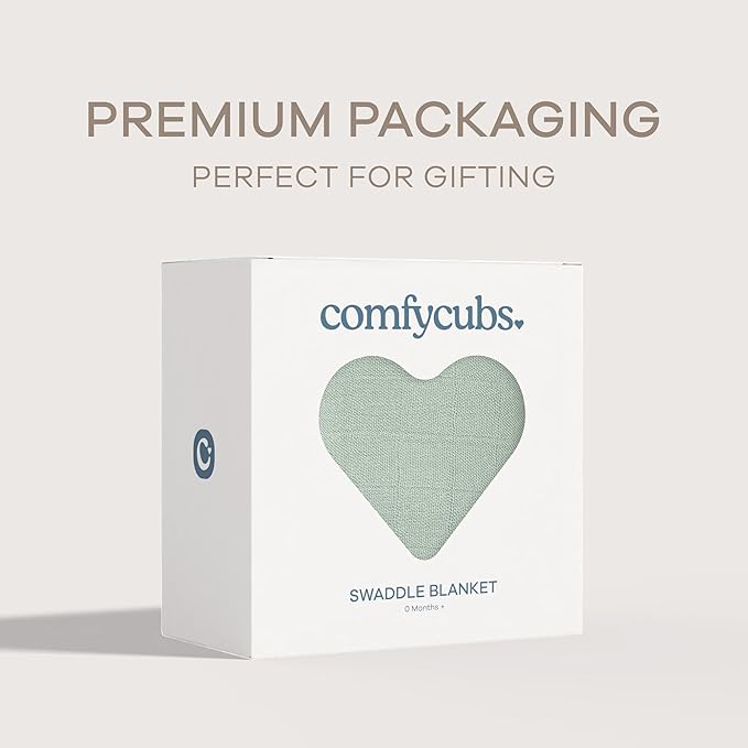 Comfy Cubs Muslin Swaddle Blankets Pack of 1 - 47 x 47 Inch Soft Cotton Baby Blanket Set, Large Multipurpose Wraps for Newborns - Self-Soothing Swaddles for Newborns - Fern