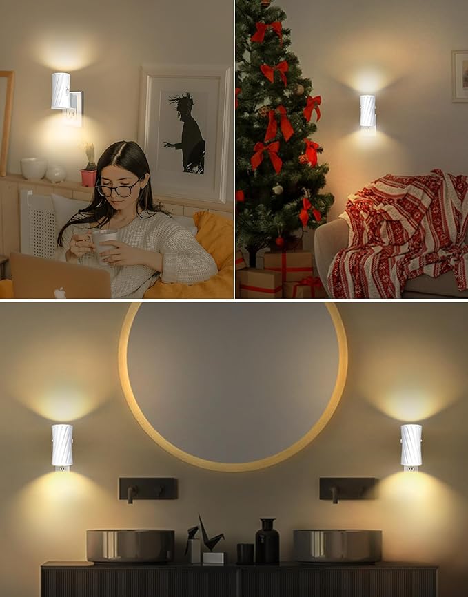 Night Lights Plug into Wall, LED Plug in Night Light, 3000K/5000K Switch, Dusk to Dawn Light Sensor, 0-100LM Adjustable Brightness Wall Light, Modern Night Light for Hallway Bedroom Stairway, 2 Pack