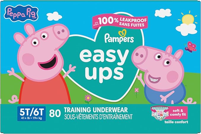 Pampers Training Pants - Easy Ups Girls & Boys - Size 5T-6T, 80 Count, Peppa Pig Potty Underwear (Packaging May Vary)