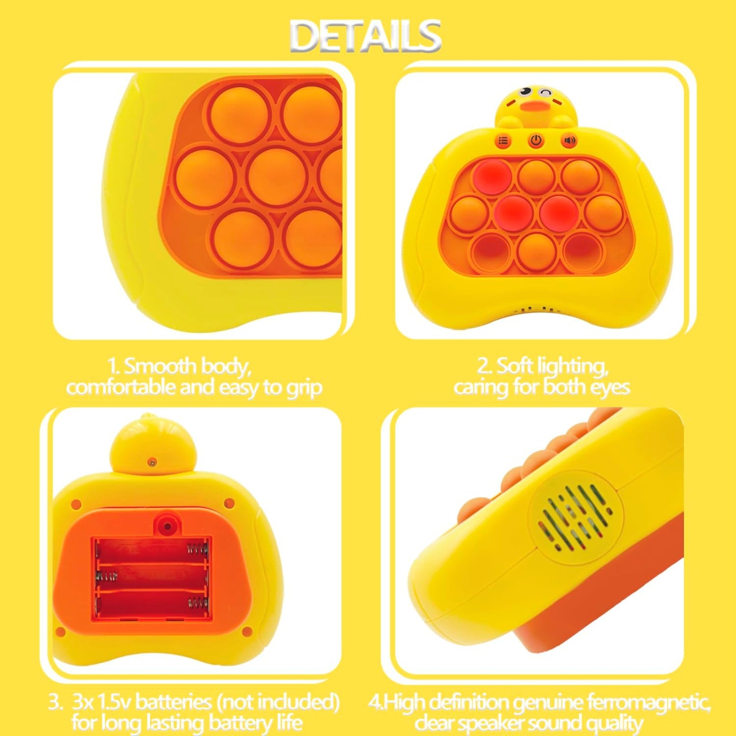 Pop Fidgets Game Toys,Handheld Speed Pushing Game Machine,Quick Push Game,Fidget Game Toy for 6 7 8 9 10 11 12 Boys Girls Teens（Duck）