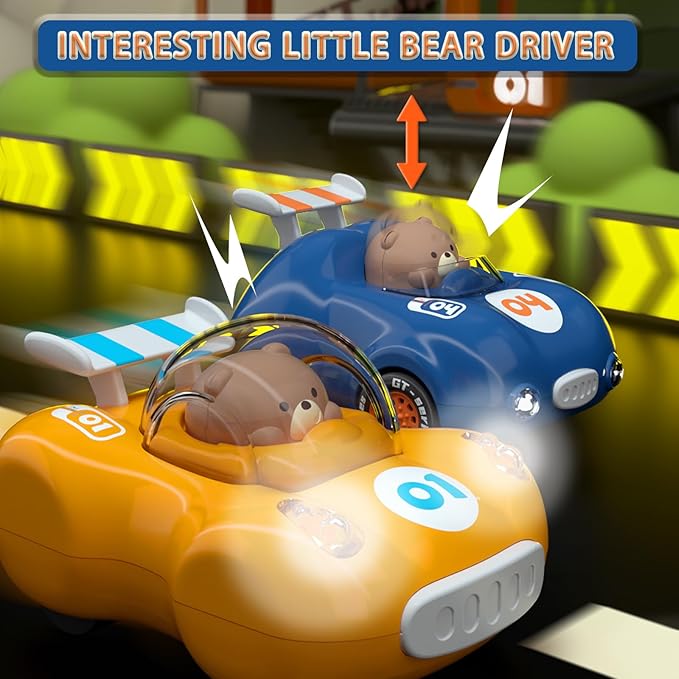 1-3 Years Old Kids Activated Light-up Car for Toddler -3-6 Years Old Inertia Drive Pull Back Car - Boys Girls Baby Birthday Xmas Party Toys Car (Dark Blue)