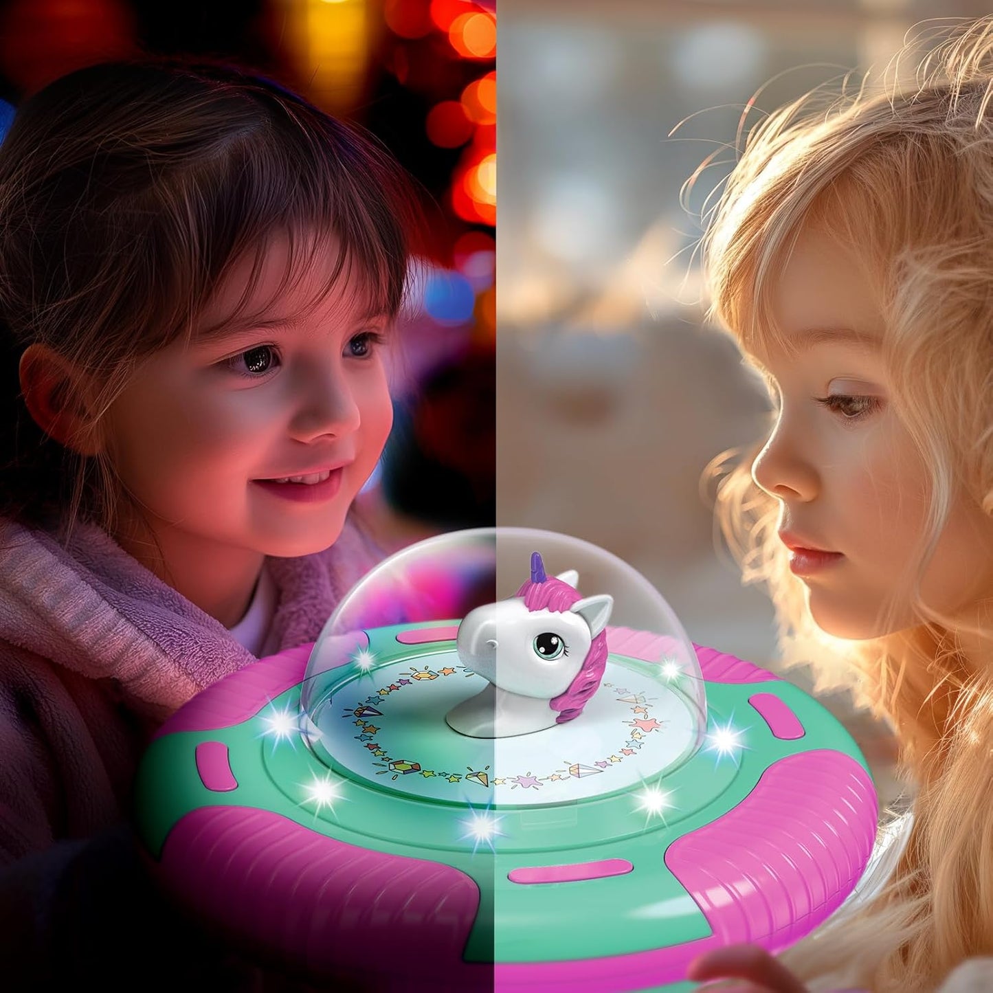 Unicorn Sit and Spin Toy Birthday Gift for 2 3 4 Years Old Girl - Toy for Toddler Girl Ages 1-3 2-4, Kids 360° Spinning Seat with LED & Music, Indoor Active Play Early Development Toys