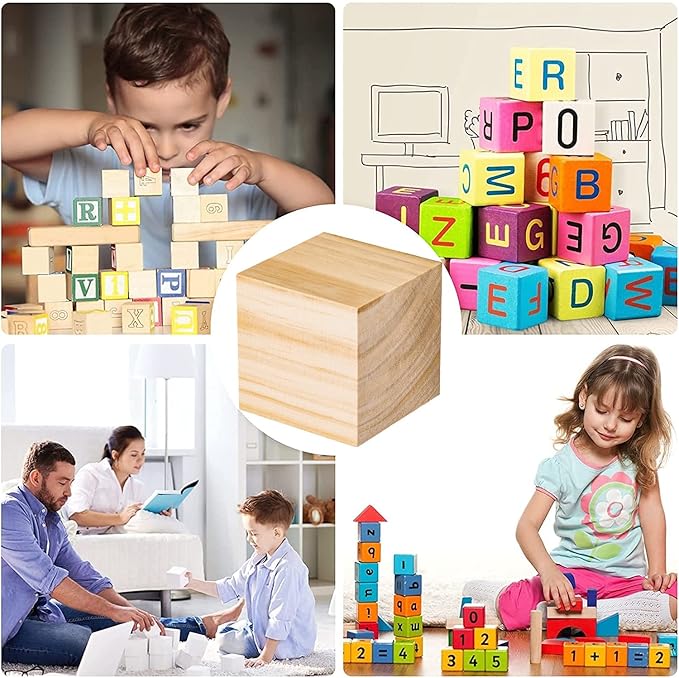 1000Pcs Wood Blocks for Crafts, Unfinished Wood Cubes, 1cm Natural Pine Small Wood Square Blocks, Wooden Cubes for Arts and Crafts and DIY Projects ﻿
