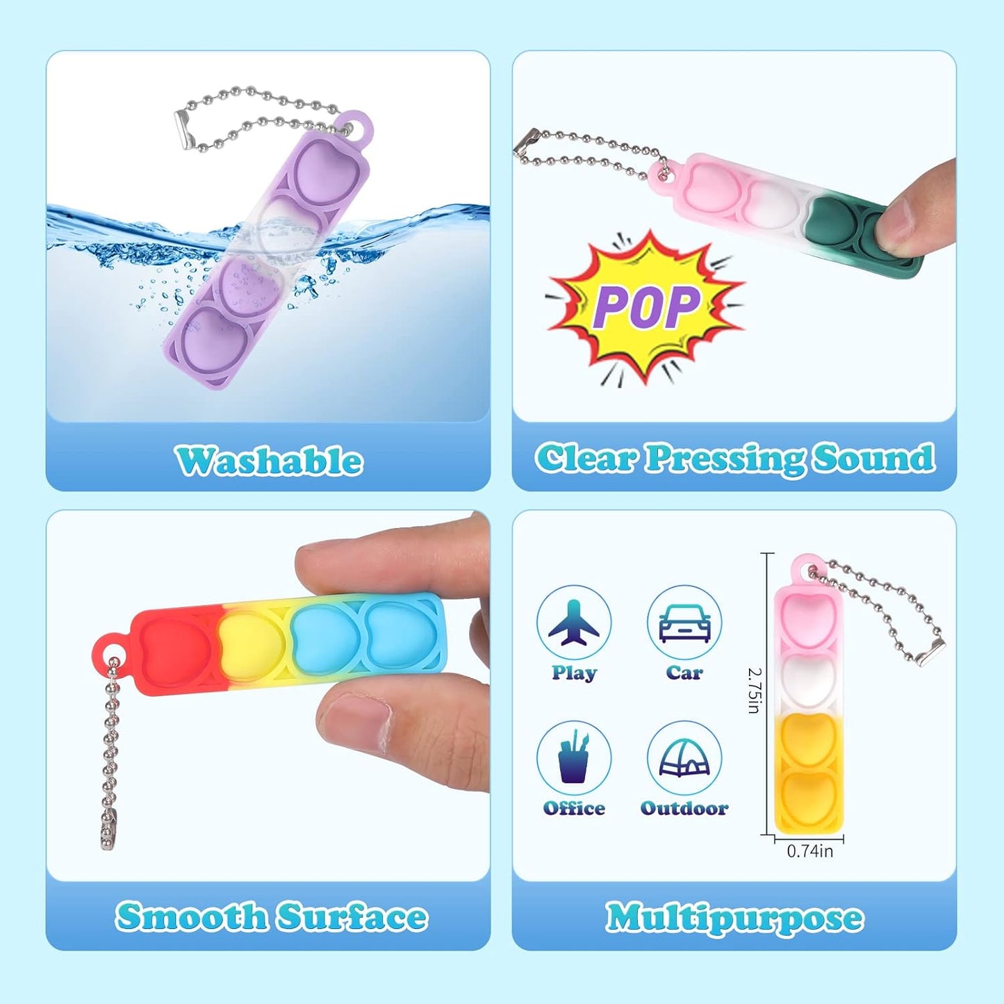 48Pcs Mini Pop Fidget Toys Bulk Party Favors for Kids Pop Keychain Sensory Toys Bag Fillers Pop Toddler Birthday Carnival Treasure Classroom Prizes Stress Reliever Anti-Anxiety Desk Toy for Boy Girl