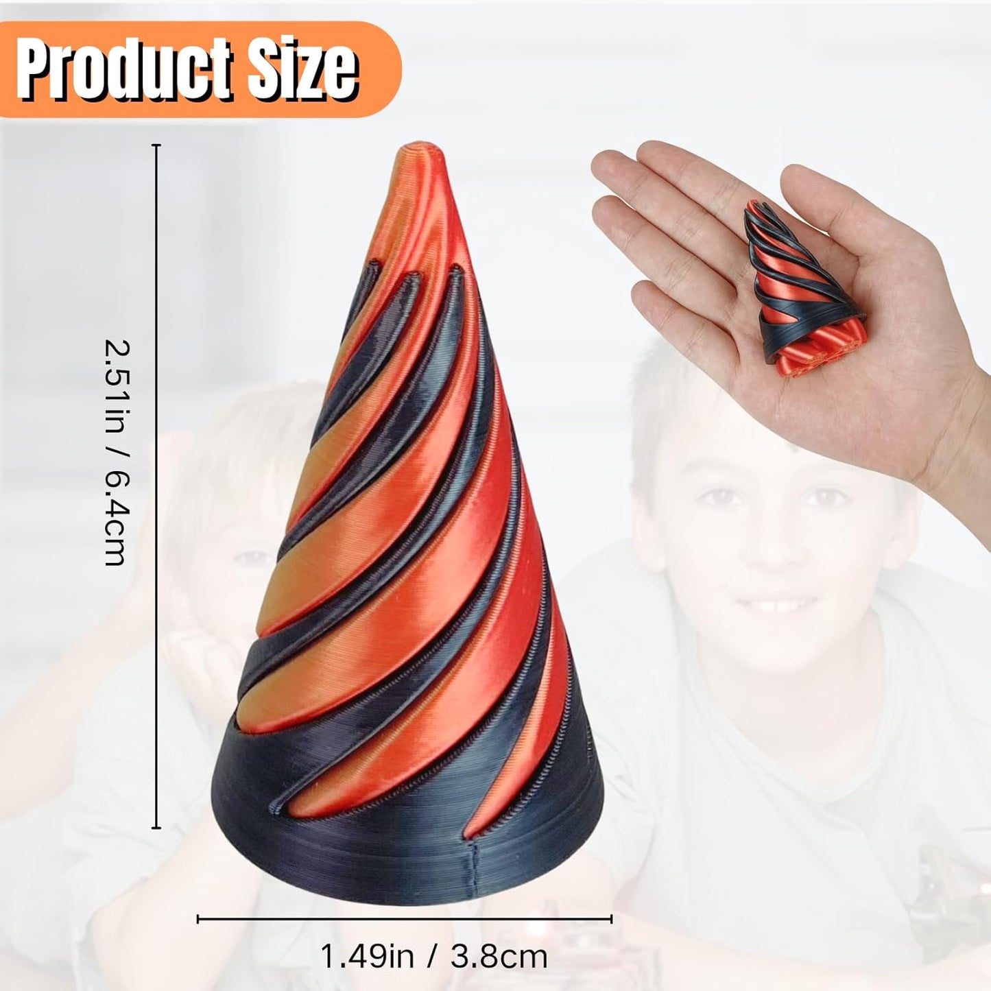 Impossible Pyramid Passthrough Sculpture, Pass Through Pyramid Fidget Toy 3D Printed Spiral Cone Fidget Toy, Mini Vortex Thread Illusion, Desktop Deco Souvenir Gift Mini Stress Relief Desk Toy