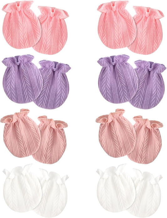 Newborn Baby Mittens No Scratch Cotton Elastic Wrist Gloves Infant Toddler Mittens for Baby Boy Girl 0-6 Months