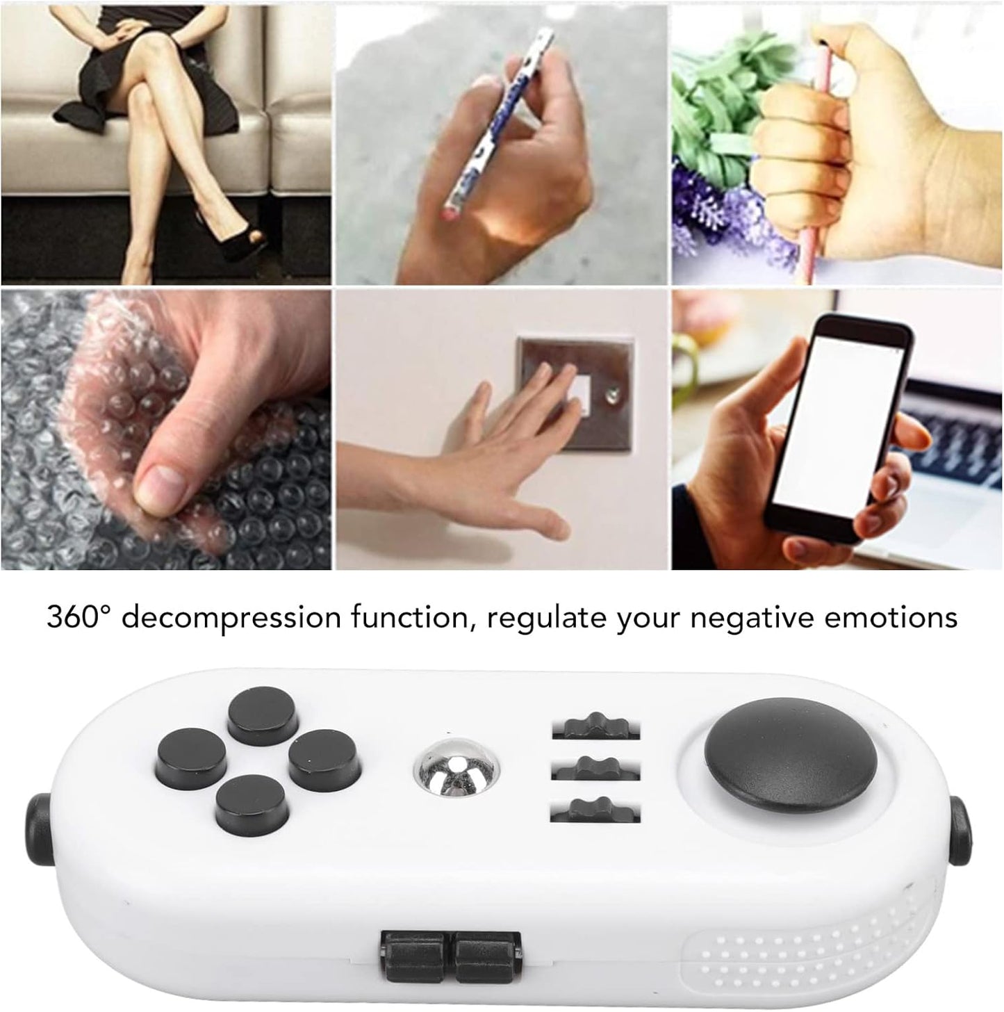 Reduce Stress Relax Mood Portable Anxiety Sensory EDC Toy Sensory Educational Novelty Toys Relief Pressure Decompression Toys for Adults(5 White and Black)