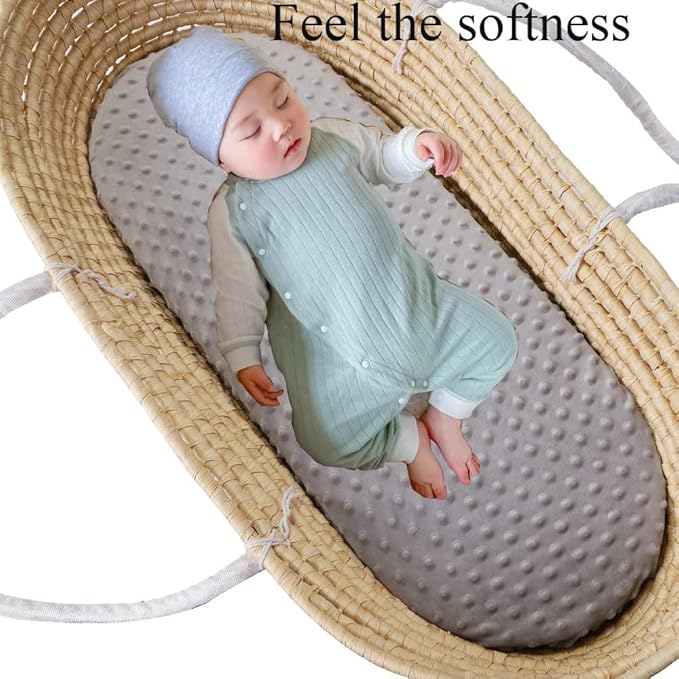 Dot Bassinet Sheet Set 2 Pack Stretch Fitted Cradle Sheets,Ultra Soft Thick Universal Fit Oval Rectangle Hourglass Pad/Mattress, for Baby Girls and Boys Grey Pink