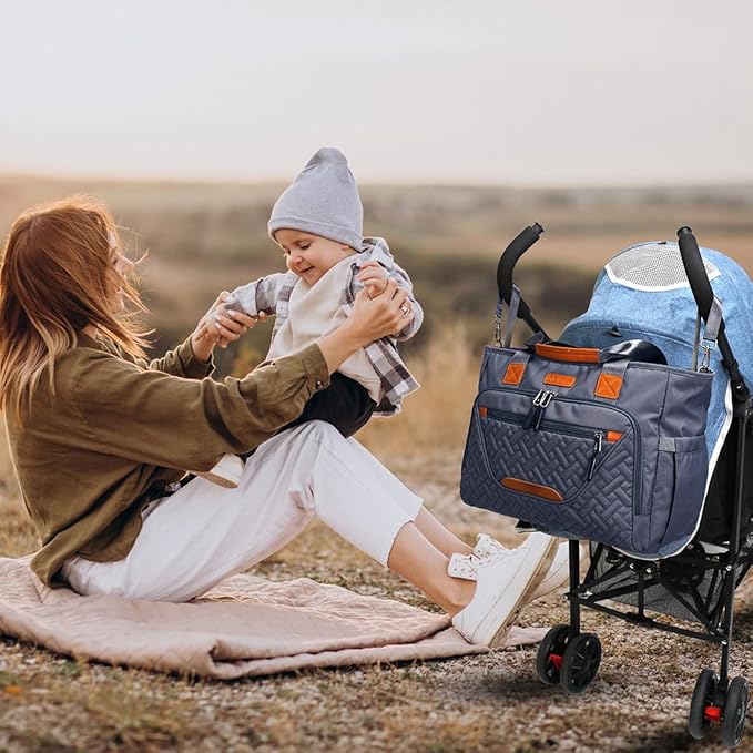 Diaper Bag Tote, with 16 Inch Laptop Compartment and 3 cooler Pocket Ideal for Boy (Dark Gray)