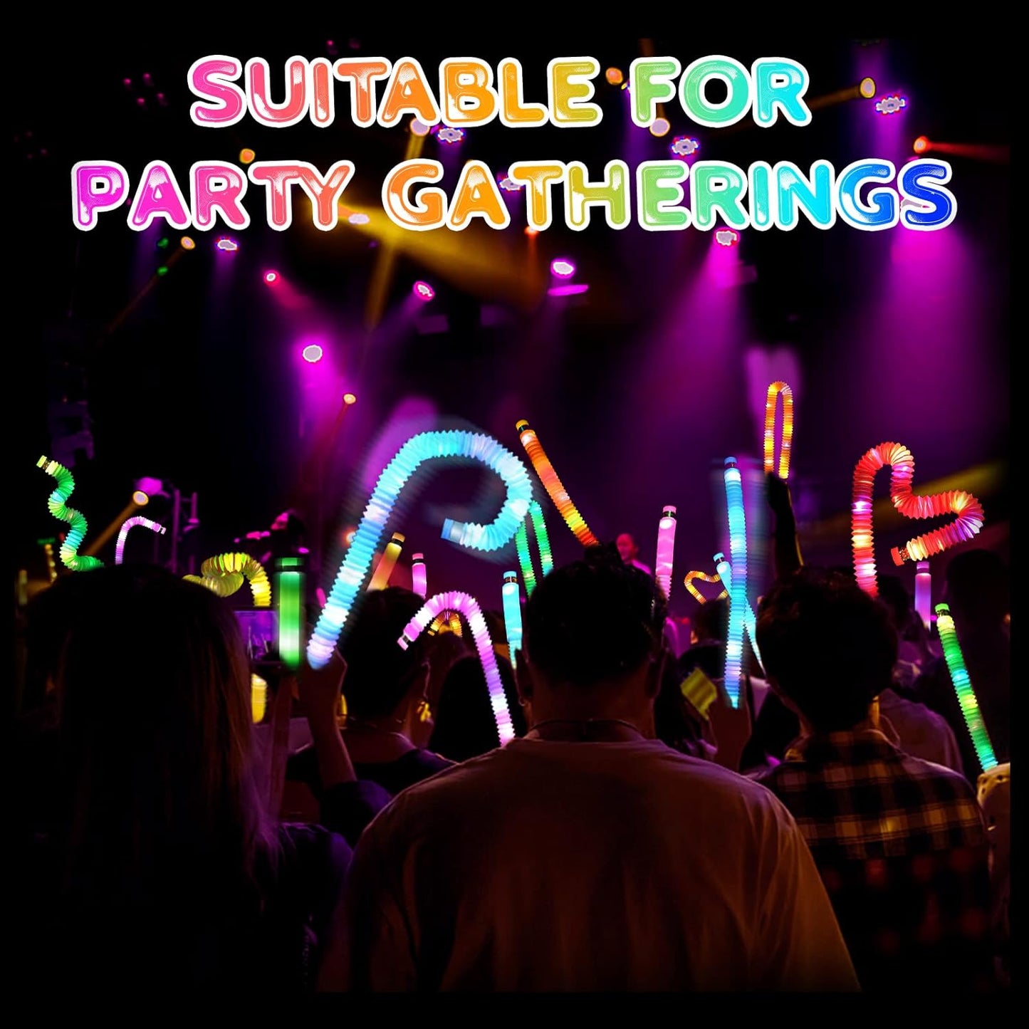 LED Light Up Pop Tubes Fidget Toys for Kids Sensory Toys, 6 Pack LED Pop Fidget Tubes Glow in The Dark Party Favors Supplies Toddler Sensory Toys Stocking Stuffers Return Gifts Prize