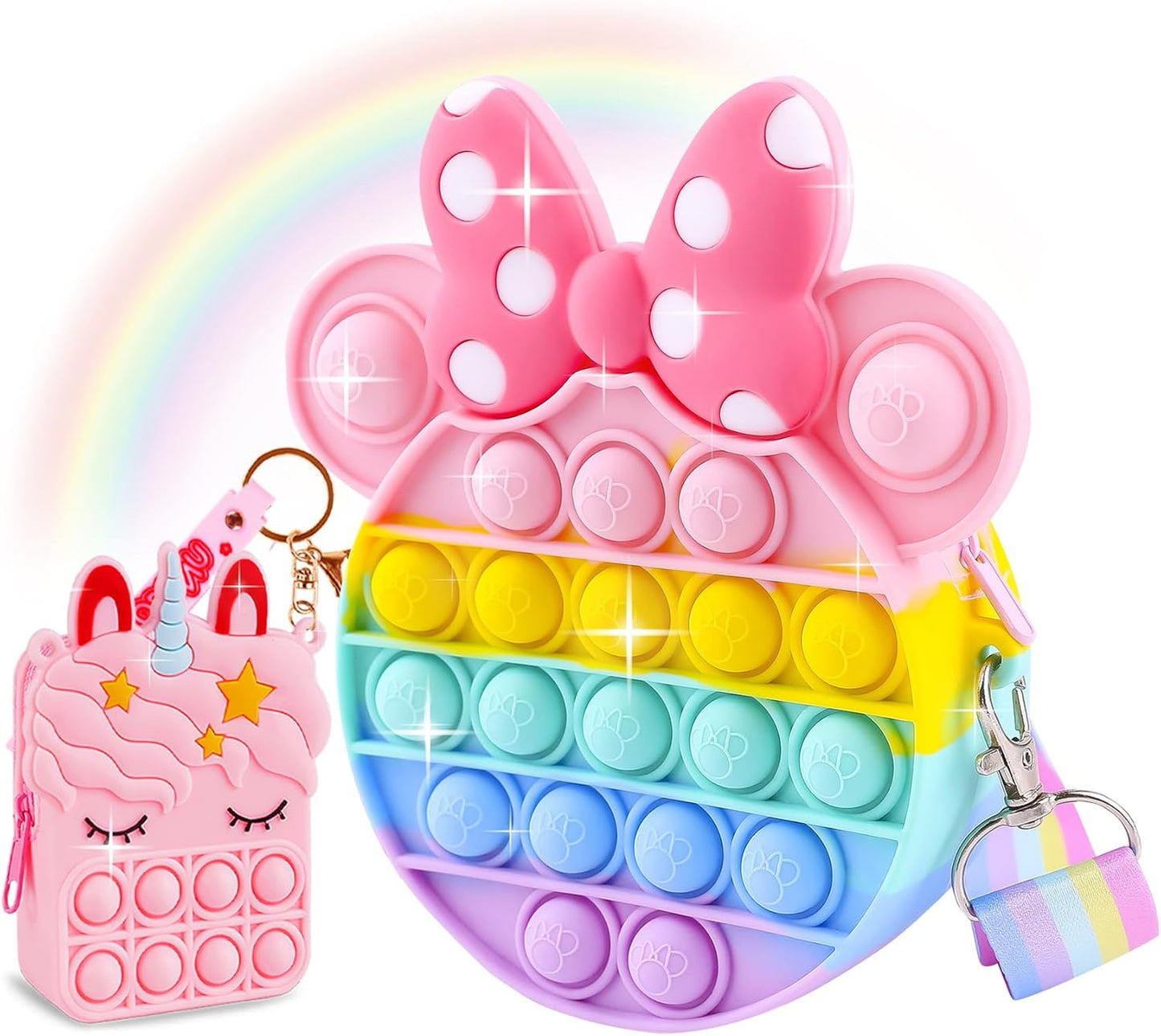 Aucma 2 Pack Purse for Girls Toys Wallet Animal Unicorn Crossbody Handbag Bag Kid 3 4 5 6 7 8 9 10 11 12 Years Old Birthday Valentines Gift 2022 Stocking Stuffers Christmas Stuff