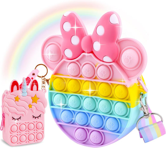 Aucma 2 Pack Purse for Girls Toys Wallet Animal Unicorn Crossbody Handbag Bag Kid 3 4 5 6 7 8 9 10 11 12 Years Old Birthday Valentines Gift 2022 Stocking Stuffers Christmas Stuff