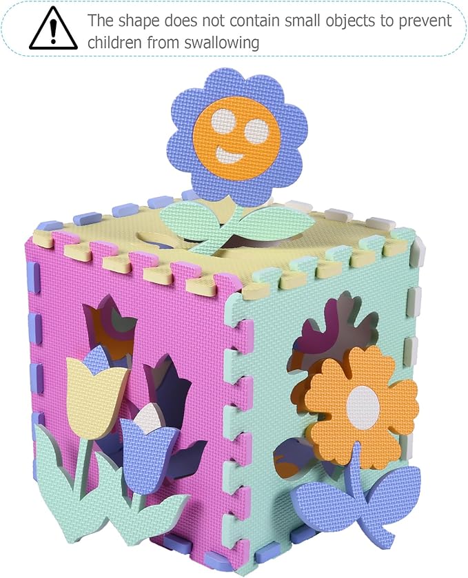 Foam Play Mat for Kids，25Pcs Square Interlocking Puzzle Floor Mat，Baby Play Mat Floor Mat Foam Puzzle Playmat for Toddlers with Fence（Flower-CSH037