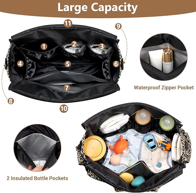 IBFUN Diaper Bag Tote for Baby - Large Baby Bag 4Pcs with Waterproof Changing Pad Pacifier Case, Travel Hospital Mommy Bag