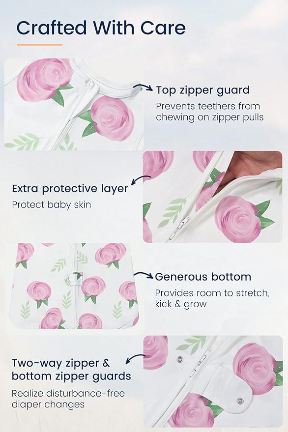 TotAha Light Sleep Sack, Stretchy, Soft, Cozy Wearable Blanket Sleep Bag with 2-Way Safe Zippers for 0-6-12-24 Months 0.5 TOG