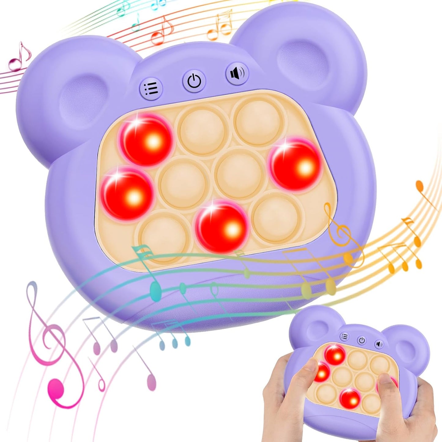 Fast Push Bubble Game, Light-up Pop Game Fidget Toys for Kids and Adults, Electronic Handheld Games, Stress Relief Toys for 6 7 8 9 Year Old Boys & Girls (Purple)