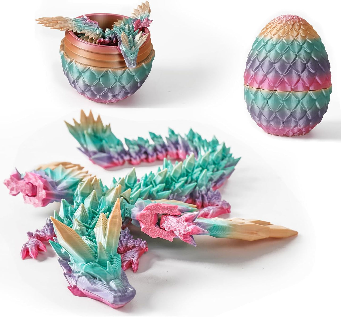 3D Printed Dragon Egg,Mystery Crystal Dragon Fidget Toys,Articulated Dragon,Home Desk Decor Easter Surprise Dinosaur Eggs,Adults Fidget Toys for Autism/ADHD