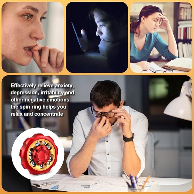 Metal Precision Fidget Spinner - Anxiety Rotator & Restless Fidget Toy, Stress-Relief Tool for Adults & Kids (red)