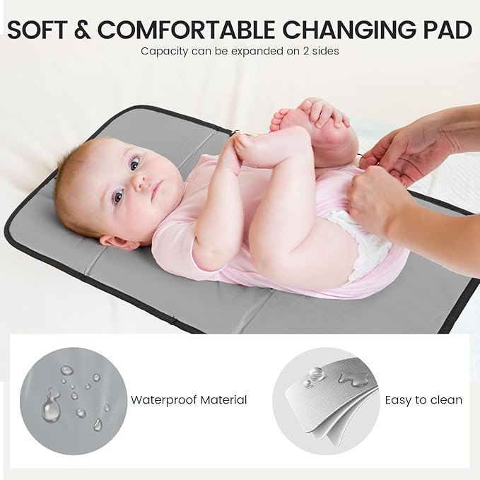 LOVEVOOK Diaper Bag Backpack, Baby Bag with Changing Station, Large Diaper Backpack for Moms Dads, Waterproof Leather Accents Baby Boy and Girl Bag for Travel Baby Essentials