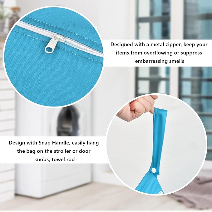 Sylfairy 2 Pcs Large Travel Laundry Bags, Waterproof Wet Dry Bags, Washable Dirty Clothes Bags for Gym, Swimming, Yoga