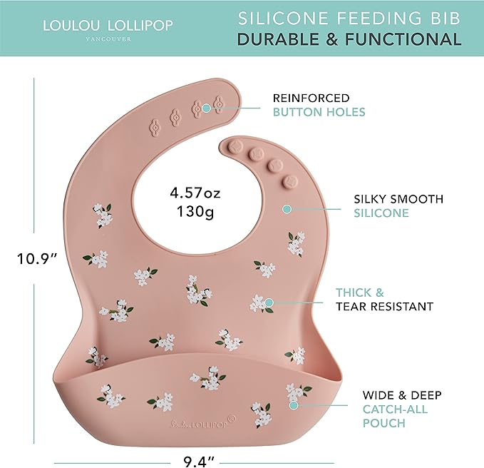 Loulou Lollipop Soft, Waterproof Silicone Feeding Bib for Babies and Toddlers