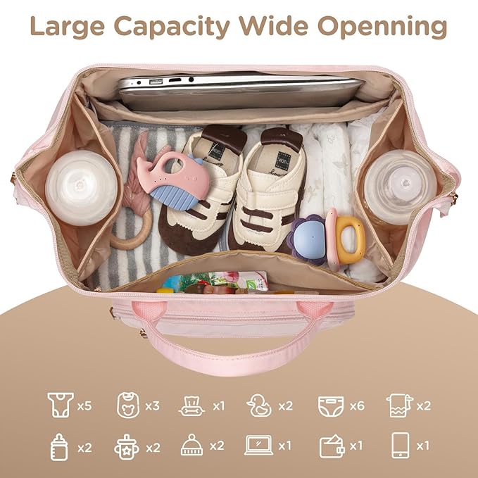 Breast Pump Bag for Spectra & Work with 14 inch Laptop Sleeve - Convertible Large Diaper Bag Backpack with Cooler Storage for Travel, Pink