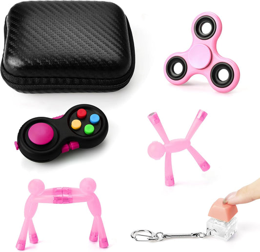 Fidget Toys for Kids, Sensory Toys Adults, Fidget Toys for Adults Kids 8-12, Small Prizes for Kids for Rewards, ADHD Fidget Toys (Pink)