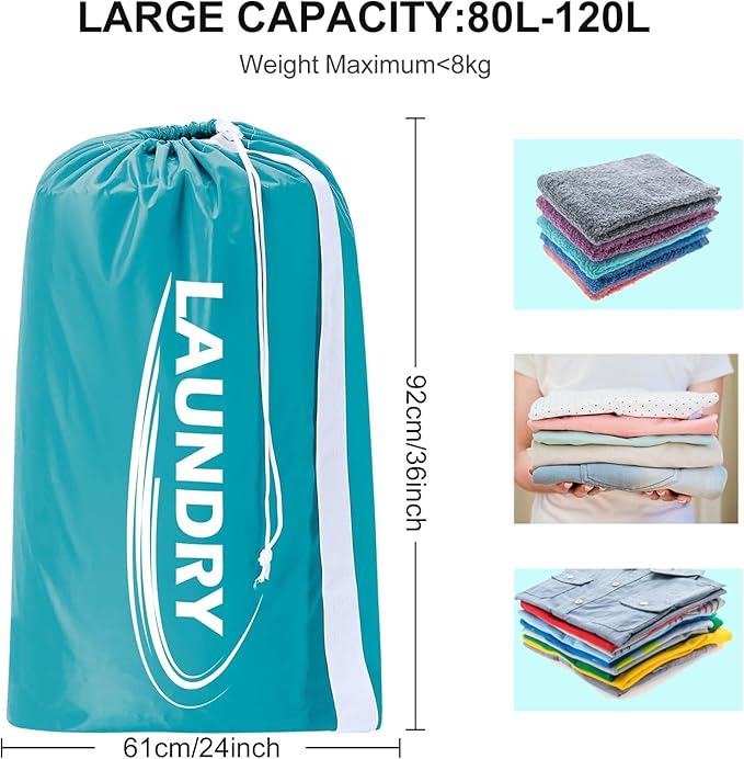Sylfairy 2 Pack XL Laundry Bag with Strap,Heavy Duty Travel Laundry Bag,Rip-Stop Dirty Clothes Shoulder Bag with Drawstring,Easy Fit a Laundry Hamper or Basket Travel Essentials