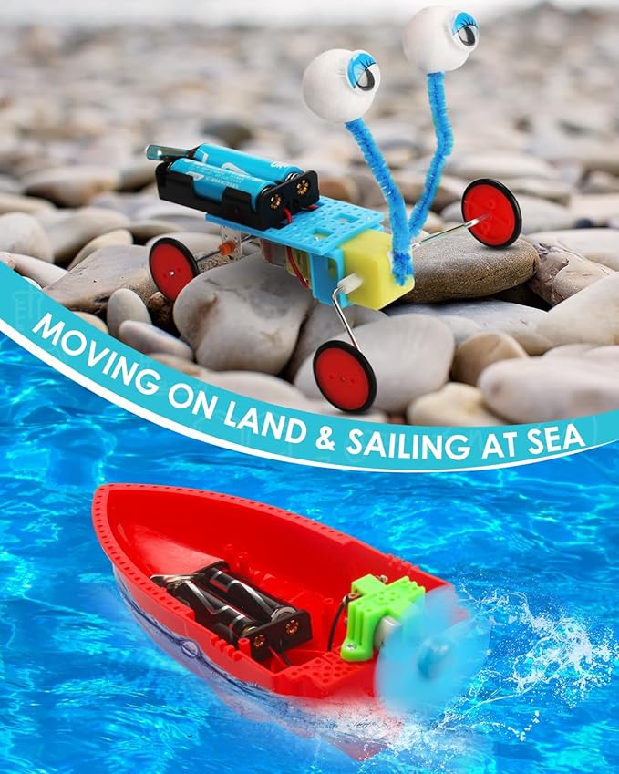 Poraxy 6 Set STEM Kits, Science Kits for Kids Age 5-7 8-12, DIY DC Motor Electric Robotic Experiments Circuit Building Projects, Toys for Ages 8-13, Gifts for 6 7 8 9 10 11 12 Year Old Boys and Girls