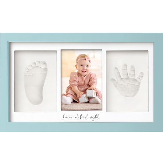 Baby Hand and Footprint Kit - Clay Handprint Keepsake Frame, Newborn Nursery Picture Frame, Personalized New Mom Gifts for Baby Shower & Registry (Sky Blue)