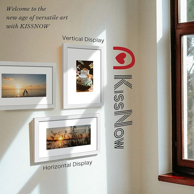 11x17 Picture Frame 2 Pack, Textured White Solid Wood, Wall Gallery Poster Frame