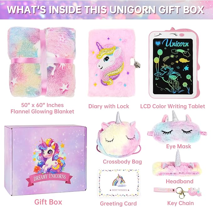 Jenria Unicorn Gifts for Girls, Girls Toys Age 6-8, Christmas Birthday Gifts for Girls Age 3 4 5 6 7 8 Years Old Girl Birthday Gift Ideas, Unicorn Toys, for Daughter, Niece