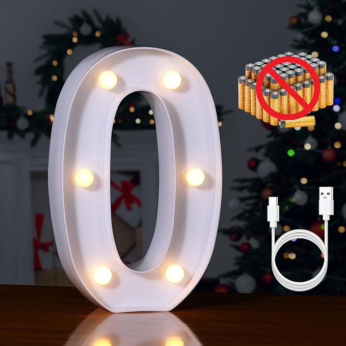 Foaky Rechargeable LED Letter Lights Sign Marquee Light Up Letters Sign for Night Light Wedding/Birthday Party Christmas Lamp Home Bar Decoration (0)