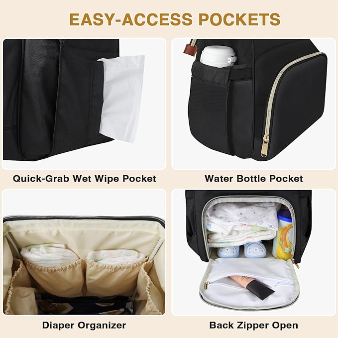 Diaper Bag Backpack, Multi-Function Baby Boys and Girls Bag, Travel Waterproof Diaper Backpack Tote Bag, Baby Registry Search & Shower Gifts-Essentials Baby Backpack for Mom/Dad