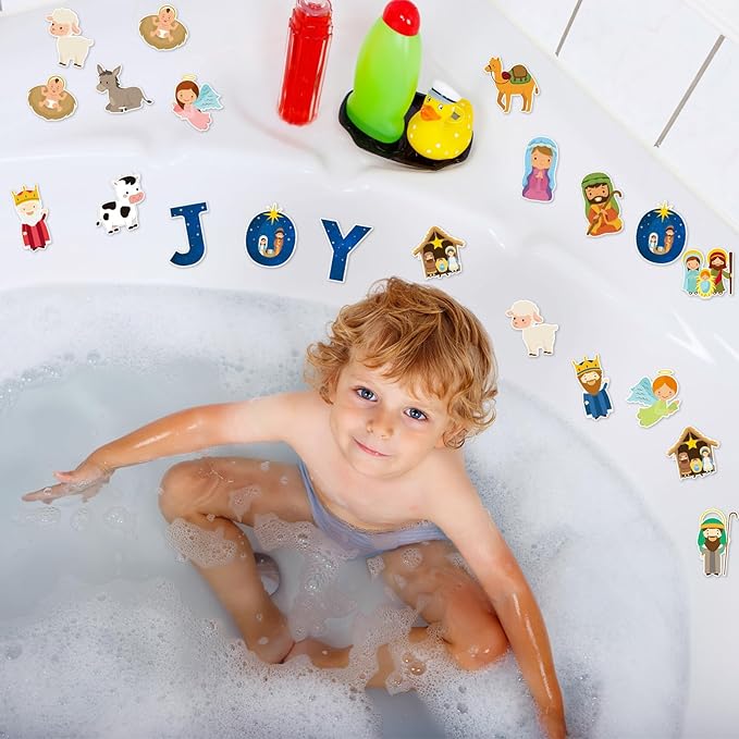 20 PCS Christmas Window Decor Nativity Thick Gel Clings Religious Christian Decoration Jesus Birth Window Clings Decals for Kids Toddlers Home Airplane Xmas Yuletide Party Classroom Nursery