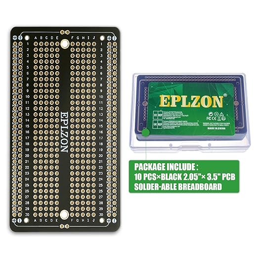 10 Pcs Solderable Breadboard PCB Board Gold-Plated Solder Breadboard for DIY Electronics Projects Apply to Soldering Projects 3.5"x2.05" (Black)