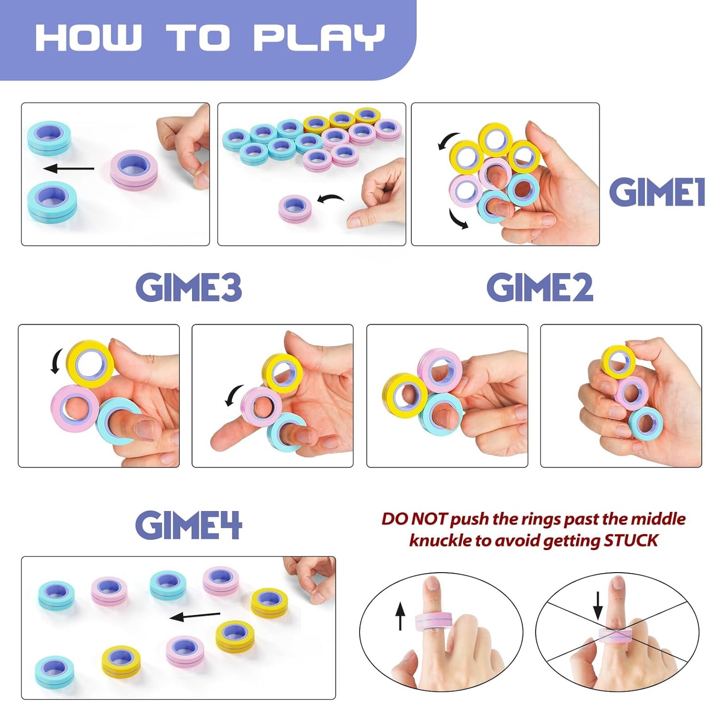 9Pcs Magnetic Rings Fidget Toy for Adult, Idea ADHD Anxiety Magnetic Fidget Toys Set Fidget Spinner Rings for Relief, Gifts for 8 9 10 11 12 13+ Year Old Boy Girl Teen