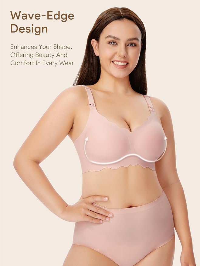 Angelhood Nursing Bras for Breastfeeding Ultra Comfort Seamless Maternity Bra Wireless Pregnancy Bralette with Bra Extender
